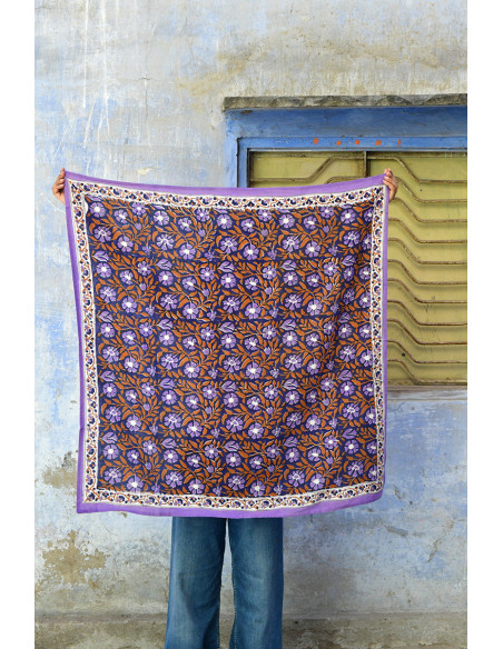 Foulard blockprint indien 115 Nuit - Byzantine APW - Comptoir Doré