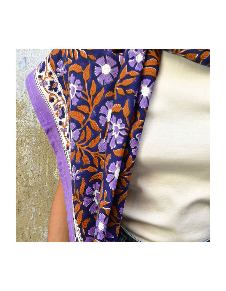 Foulard blockprint indien 115 Nuit - Byzantine APW - Comptoir Doré