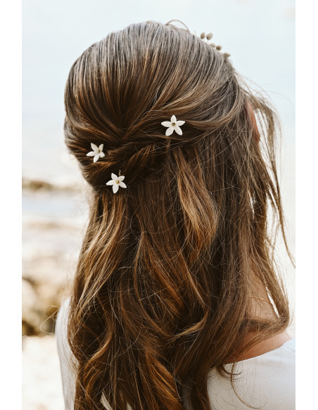 Epingles à cheveux Stella mariée porcelaine froide - Comptoir Doré