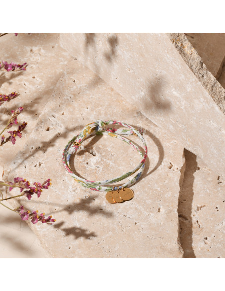 Bracelet Liberty multi médailles gravées plaqué or Comptoir Doré