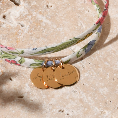 Bracelet Liberty multi médailles gravées plaqué or Comptoir Doré