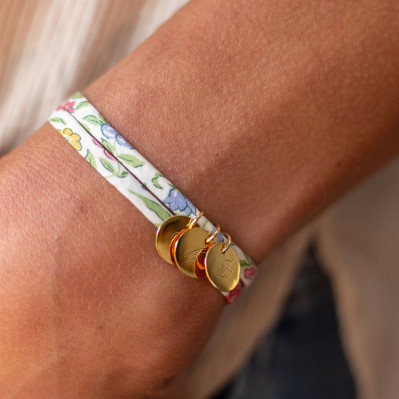 Bracelet Liberty multi médailles gravées plaqué or Comptoir Doré 2