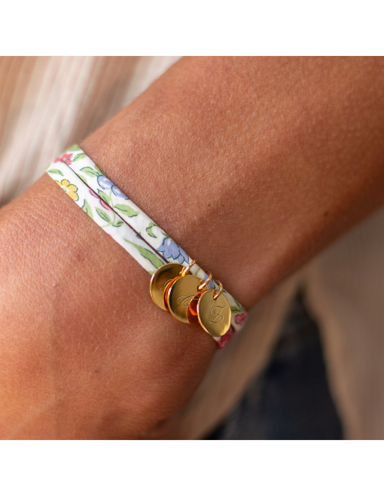 Bracelet Liberty multi médailles gravées plaqué or Comptoir Doré