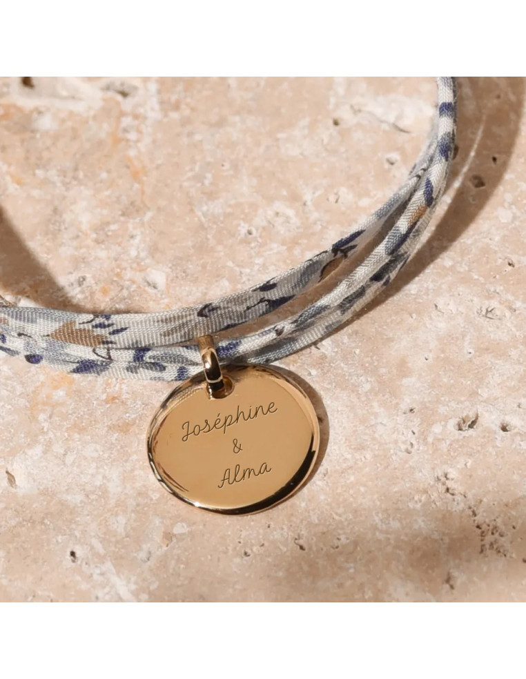 Bracelet Liberty médaille gravée plaqué or Comptoir Doré