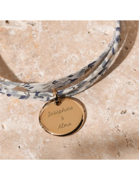 Bracelet Liberty médaille gravée plaqué or Comptoir Doré
