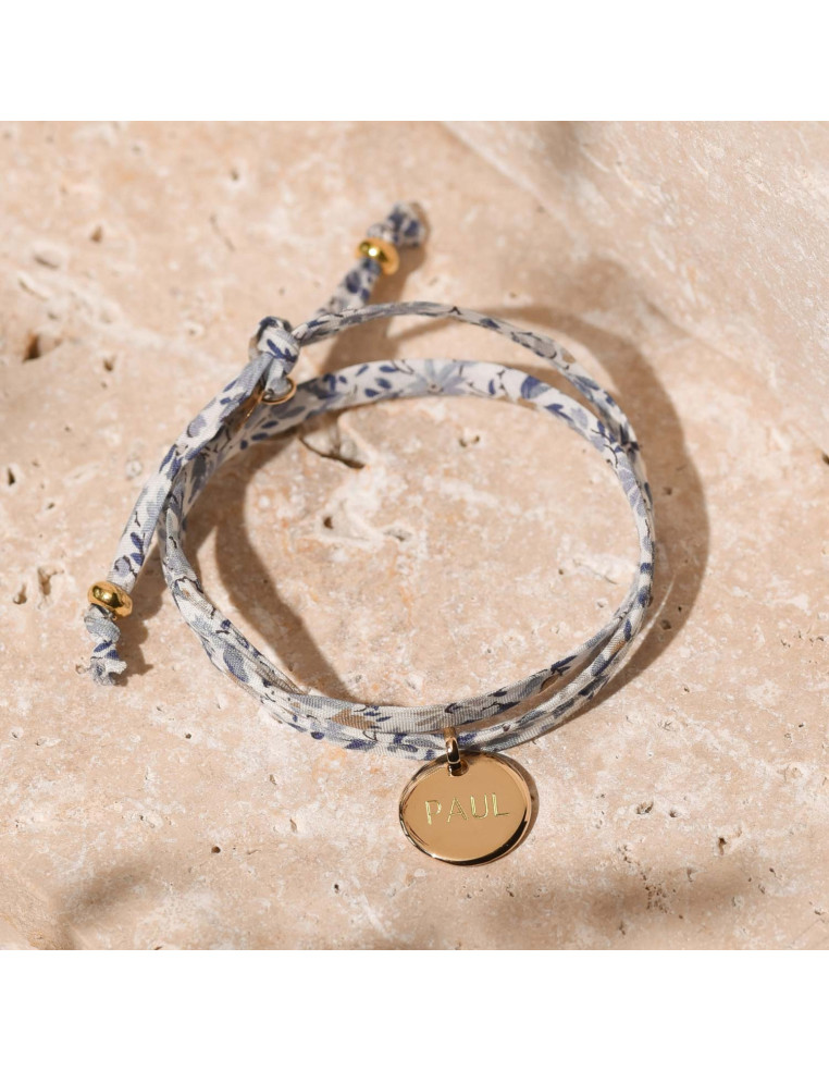 Bracelet Liberty médaille gravée plaqué or Comptoir Doré