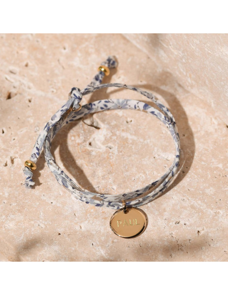 Bracelet Liberty médaille gravée plaqué or Comptoir Doré