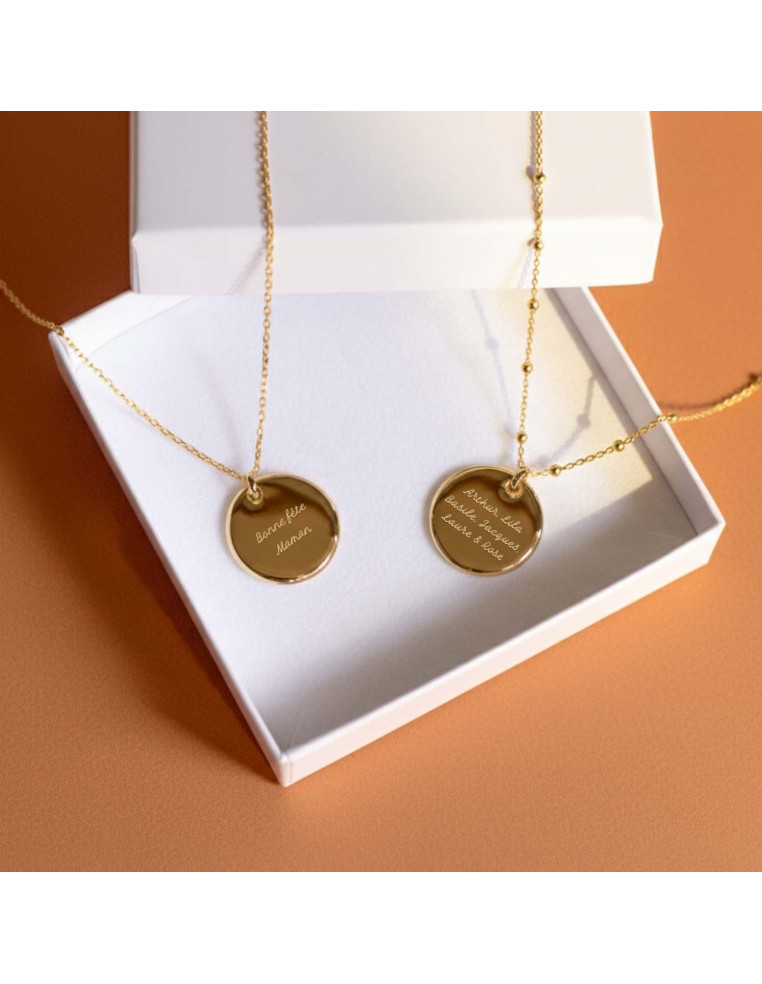 Collier médaille gravée personnalisable - Comptoir Doré