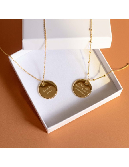 Collier médaille gravée personnalisable - Comptoir Doré