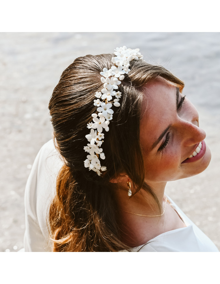 Couronne serre-tête mariée porcelaine froide - Les Perles de la Bastide - Comptoir Doré