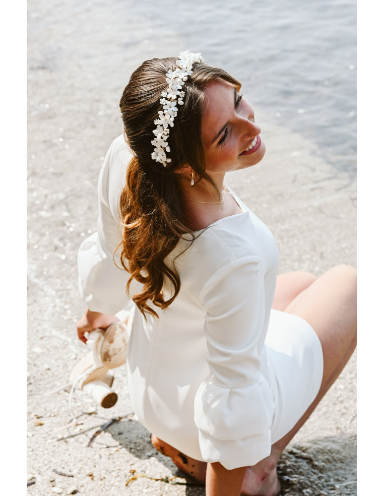 Couronne serre-tête mariée porcelaine froide - Les Perles de la Bastide - Comptoir Doré
