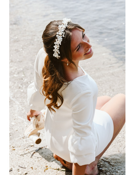 Couronne serre-tête mariée porcelaine froide - Les Perles de la Bastide - Comptoir Doré