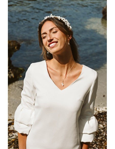 Couronne serre-tête mariée porcelaine froide - Les Perles de la Bastide - Comptoir Doré