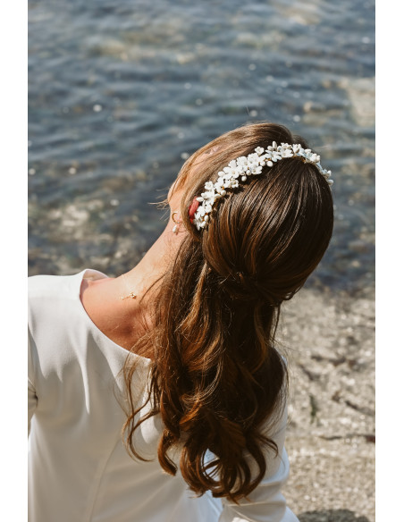 Couronne serre-tête mariée porcelaine froide - Les Perles de la Bastide - Comptoir Doré