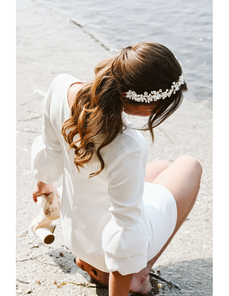 Couronne serre-tête mariée porcelaine froide - Les Perles de la Bastide - Comptoir Doré