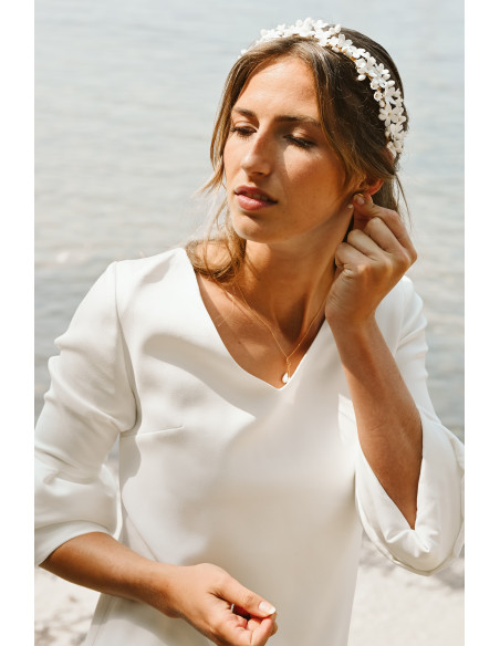 Couronne serre-tête mariée porcelaine froide - Les Perles de la Bastide - Comptoir Doré