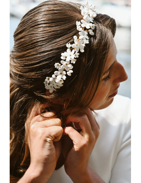 Couronne serre-tête mariée porcelaine froide - Les Perles de la Bastide - Comptoir Doré