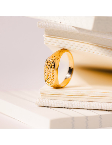 Bague chevalière femme Etna plaqué - Beurlie - Comptoir Doré