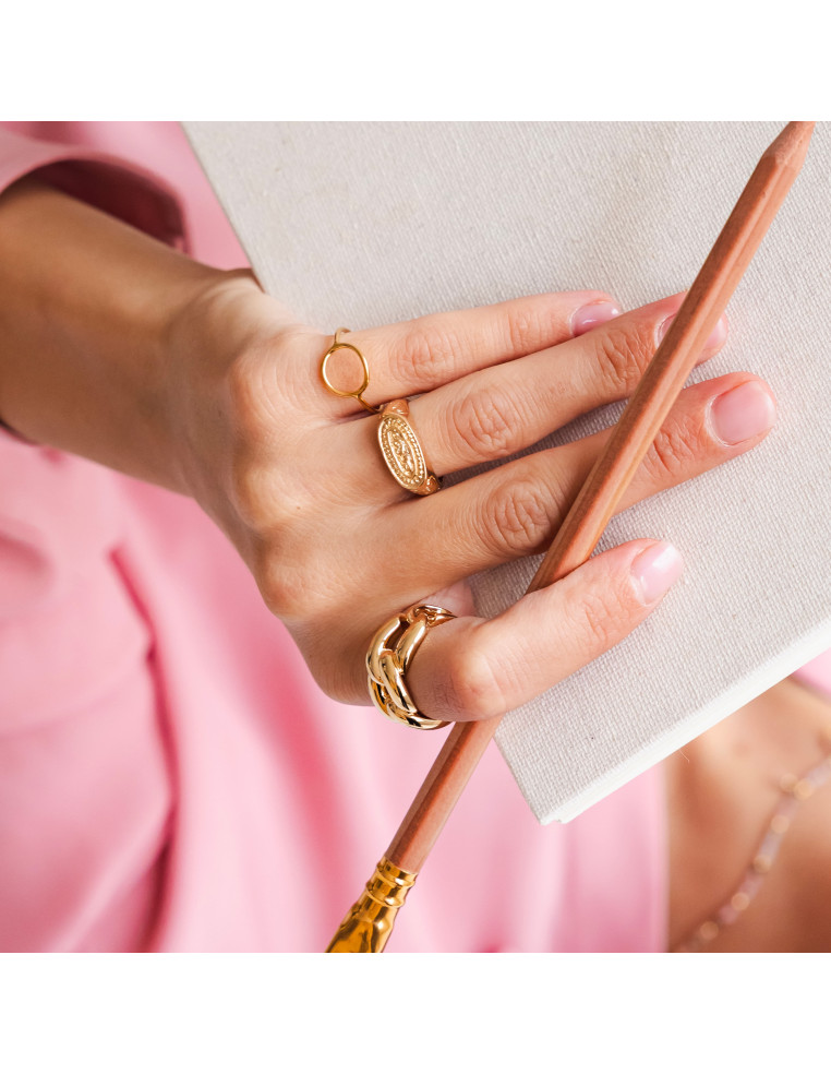 Bague chevalière femme Etna plaqué - Beurlie - Comptoir Doré