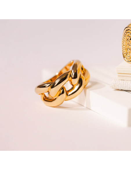 Bague chaîne femme Olympe plaqué - Beurlie - Comptoir Doré