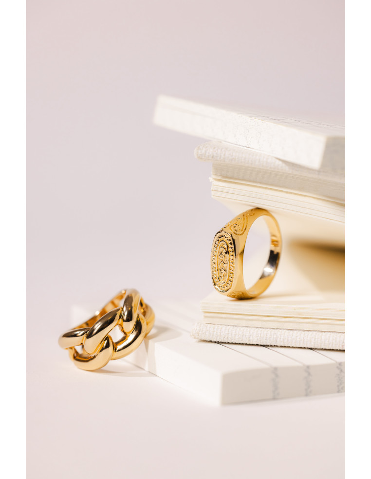 Bague chaîne femme Olympe plaqué - Beurlie - Comptoir Doré