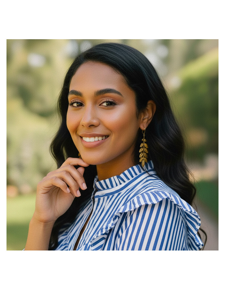 Boucles d'oreilles feuilles dorées - Comptoir Doré