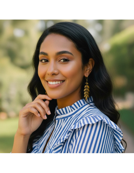 Boucles d'oreilles feuilles dorées - Comptoir Doré