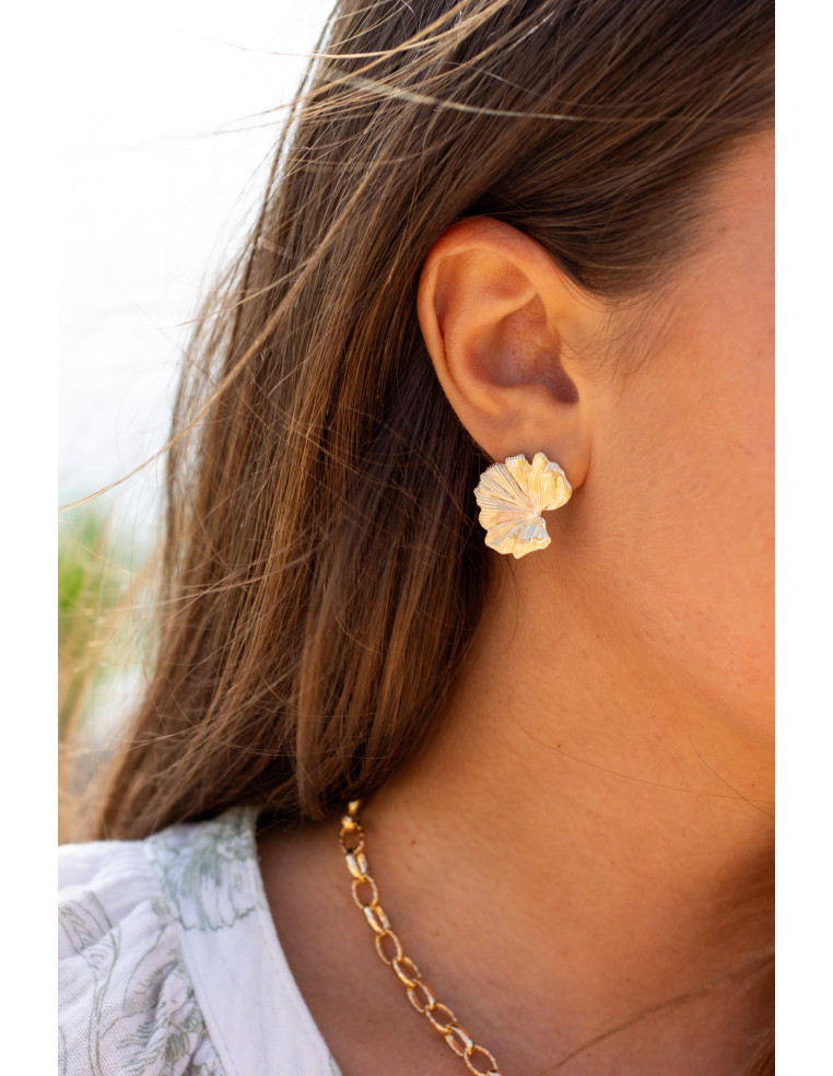 Boucles d'oreilles feuilles plaqué or - Nour - Comptoir doré