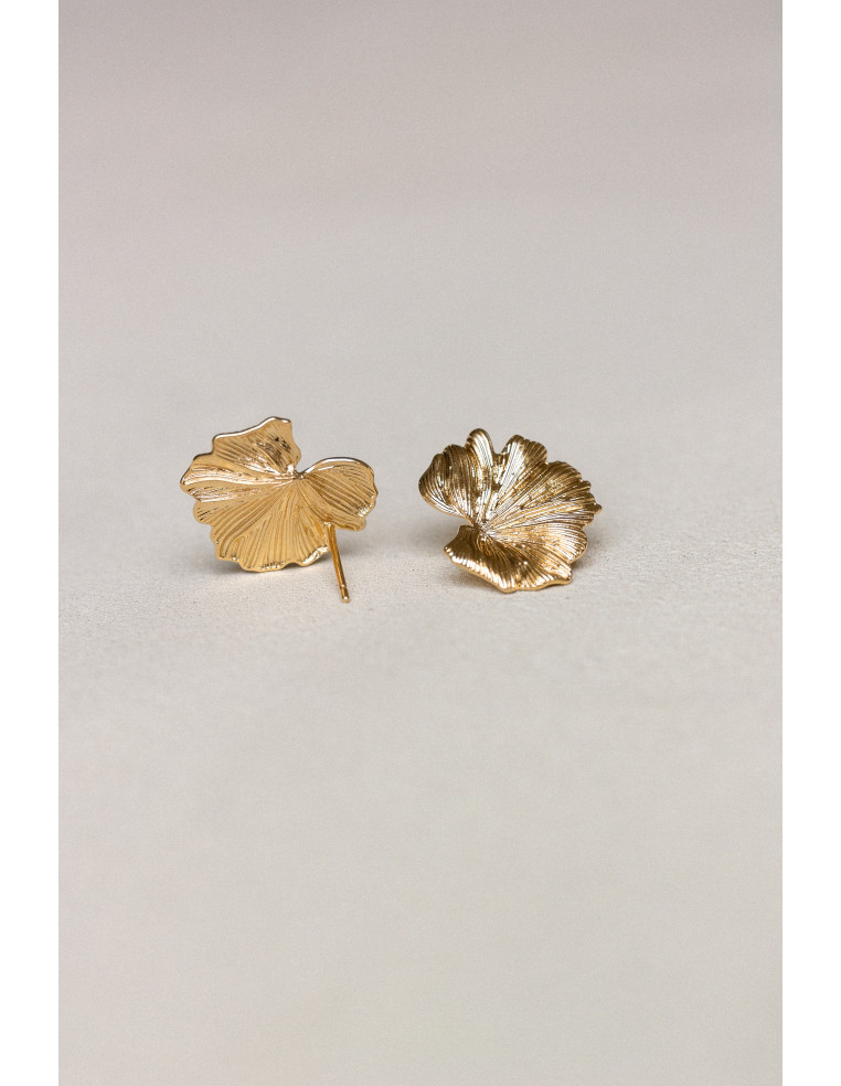 Boucles d'oreilles feuilles plaqué or - Nour - Comptoir doré