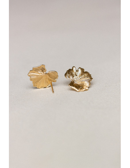 Boucles d'oreilles feuilles plaqué or - Nour - Comptoir doré