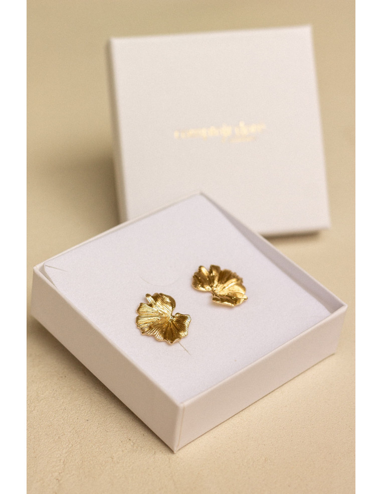Boucles d'oreilles feuilles plaqué or - Nour - Comptoir doré