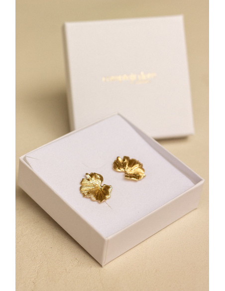 Boucles d'oreilles feuilles plaqué or - Nour - Comptoir doré