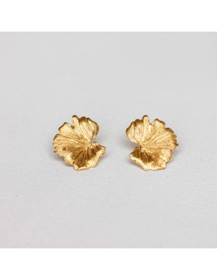 Boucles d'oreilles feuilles plaqué or - Nour - Comptoir doré