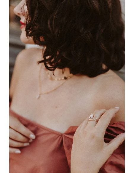 Bague Gatsby plaqué or et zircons - Un de ces Quatre - Comptoir Doré