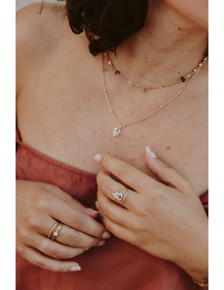 Bague Gatsby plaqué or et zircons - Un de ces Quatre - Comptoir Doré