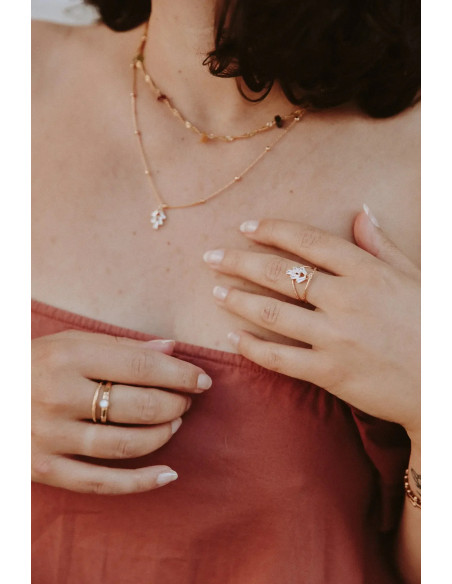 Bague Gatsby plaqué or et zircons - Un de ces Quatre - Comptoir Doré