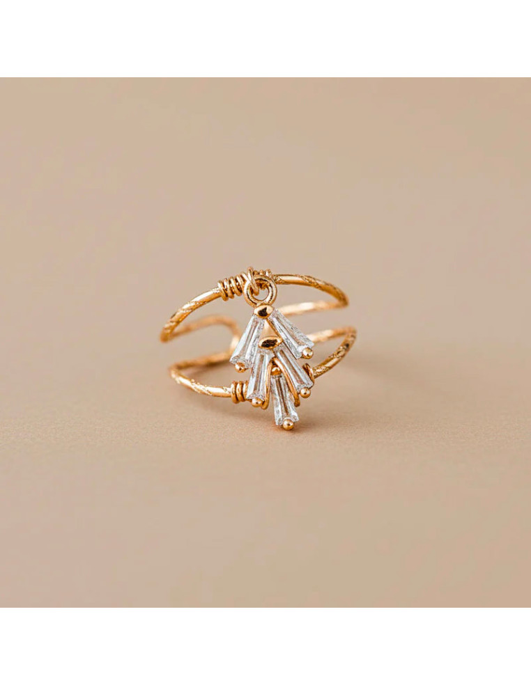 Bague Gatsby plaqué or et zircons - Un de ces Quatre - Comptoir Doré