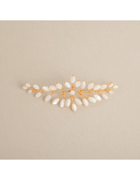 Petit accessoire cheveux mariée en nacre Demeter - Les Perles de la Bastide - Comptoir Doré