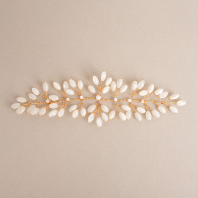Grand Accessoire cheveux mariée Demeter nacre - Les Perles de la Bastide - Comptoir Doré