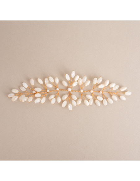 Grand Accessoire cheveux mariée Demeter nacre - Les Perles de la Bastide - Comptoir Doré
