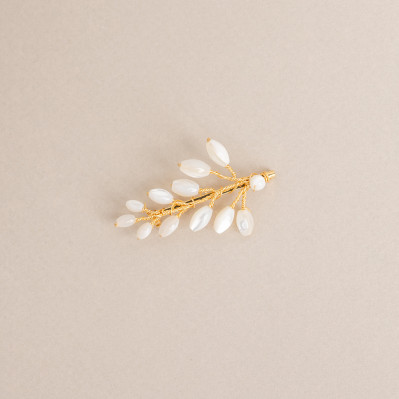 Petite pince à cheveux mariée nacre Demeter - Les Perles de la Bastide - Comptoir Doré