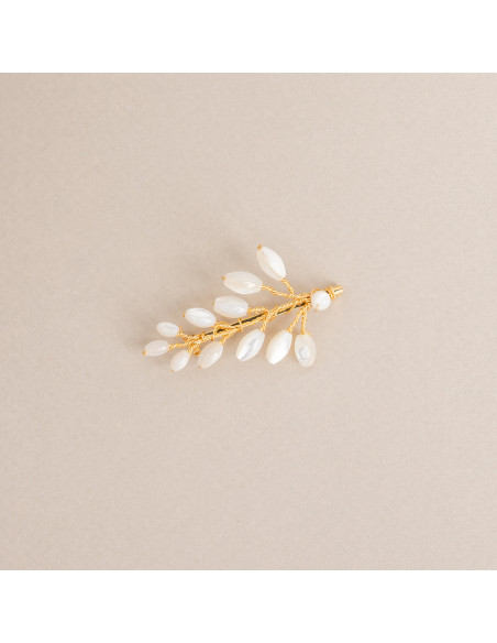 Petite pince à cheveux mariée nacre Demeter - Les Perles de la Bastide - Comptoir Doré