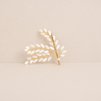 Grande pince cheveux mariée nacre Demeter - Les Perles de la Bastide - Comptoir Doré