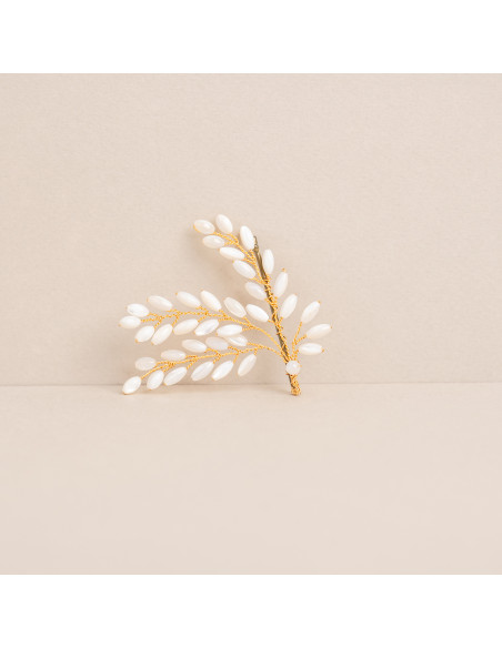 Grande pince cheveux mariée nacre Demeter - Les Perles de la Bastide - Comptoir Doré