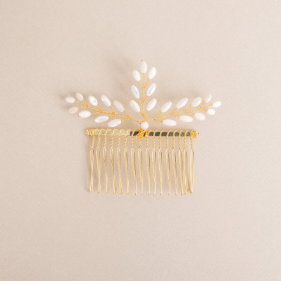 Peigne 3 branches mariée perles de nacre - Les Perles de la Bastide - Comptoir Doré 2