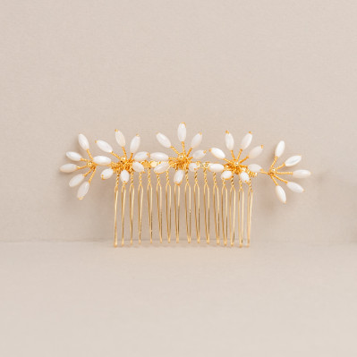 Peigne court mariée Orea Nacre - Les Perles de la Bastide - Comptoir Doré