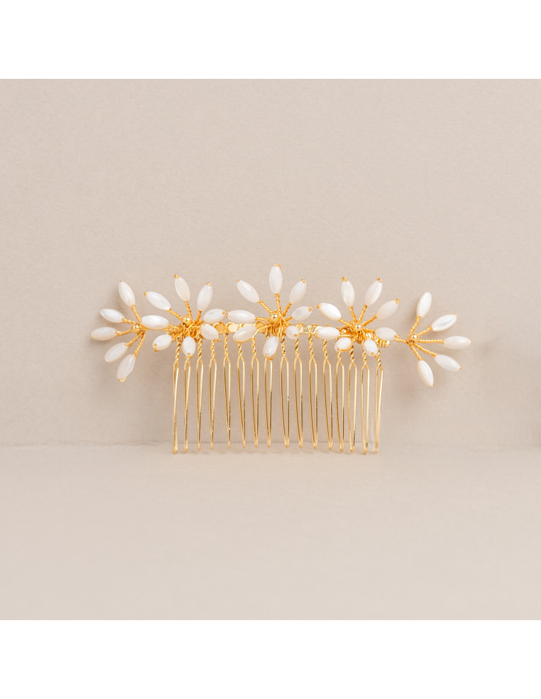 Peigne court mariée Orea Nacre - Les Perles de la Bastide - Comptoir Doré