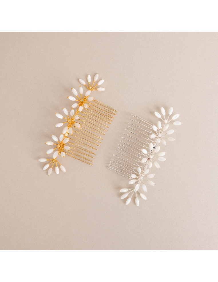 Peigne court mariée Orea Nacre - Les Perles de la Bastide - Comptoir Doré