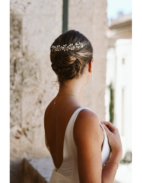 Peigne long mariée Orea Nacre - Les Perles de la Bastide - Comptoir Doré