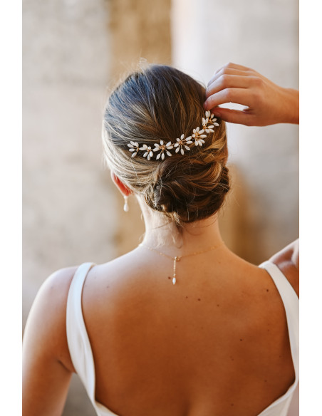 Peigne long mariée Orea Nacre - Les Perles de la Bastide - Comptoir Doré